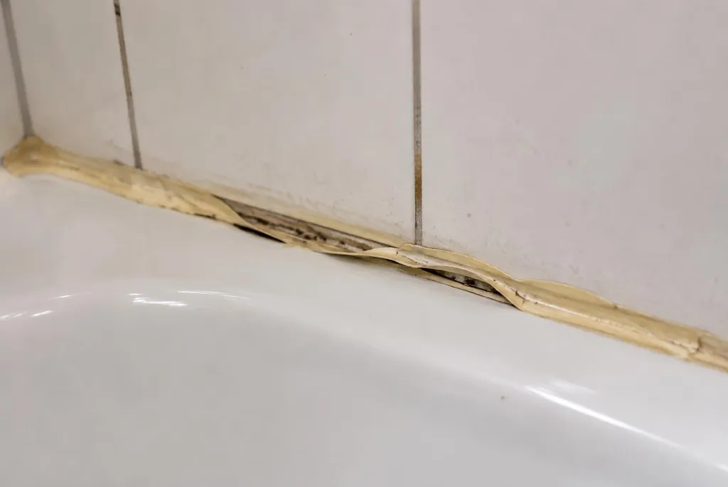 Kitbedrijf Stolwijk – loslatende kit naast het bad